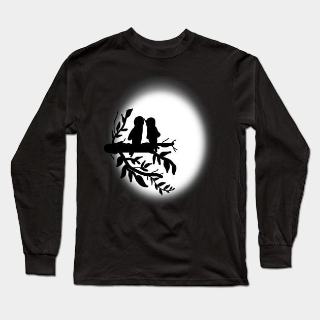 love birds in moonlight Long Sleeve T-Shirt by RAK20